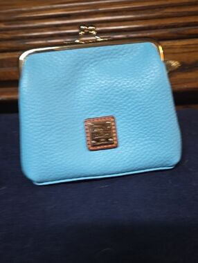 Sky Blue Leather Kiss-Lock Coin Purse